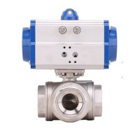 Pneumatic threaded three-way ball valve Q614F/Q615F-16P Reliable and stable and efficient performance