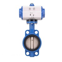 Pneumatic Wafer Butterfly Valve D671X-16 The pressure drop loss is small and the flow rate is large