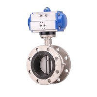 Pneumatic Stainless Steel Flanged Butterfly Valve D641x-10P/16P  the adjustable range is wide