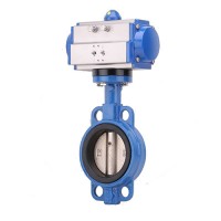 Pneumatic Wafer Butterfly Valve D671X-16 The pressure drop loss is small and the flow rate is large