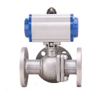 Pneumatic flanged three-way ball valve cQ644F/GQ645F-16P Reliable and stable and efficient performance