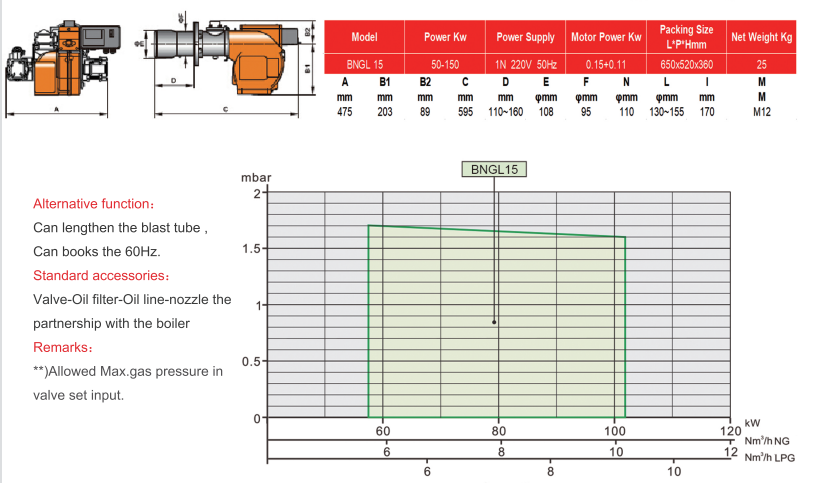 双燃料燃烧器 BNGL 15