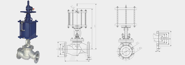 Dimensional drawing of some products of globe valve