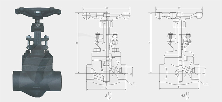 Dimensional drawing of some products of globe valve