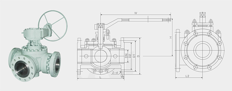 Dimensional drawing of some products of ball valve