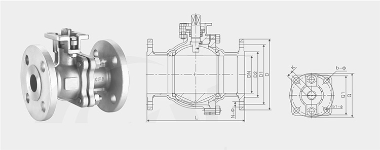 Dimensional drawing of some products of ball valve