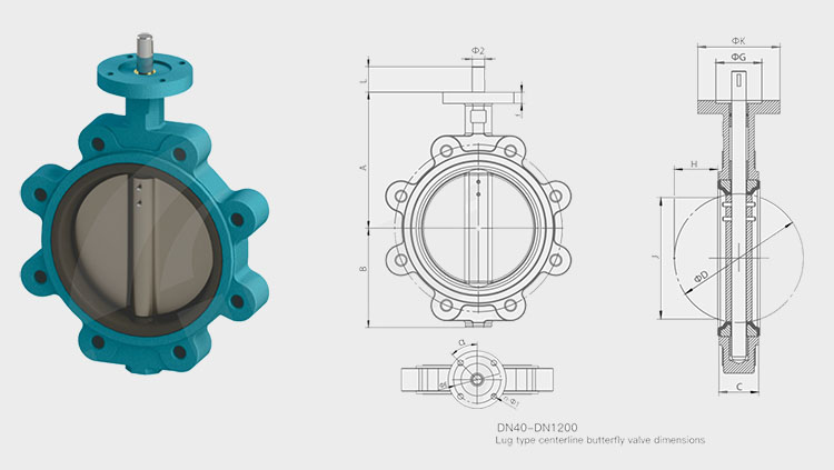 Dimensional drawing of some products of butterfly valve