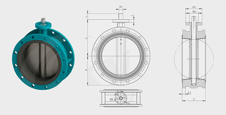 Dimensional drawing of some products of butterfly valve