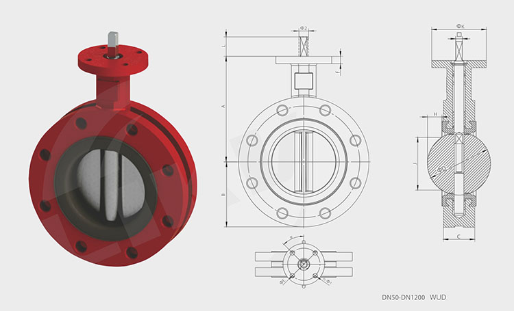 Dimensional drawing of some products of butterfly valve