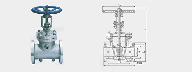 Dimensional drawing of gate valve part: